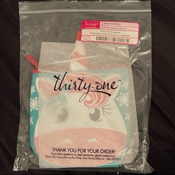 Thirty-One Holiday Unicorn Cool Zip Snacker - Picture 3 of 4